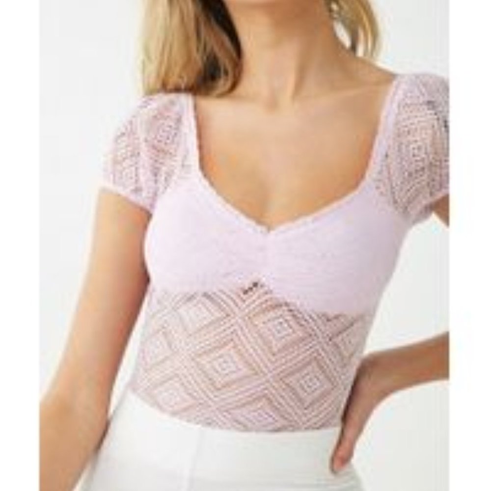 Sheer Lavender Crochet top